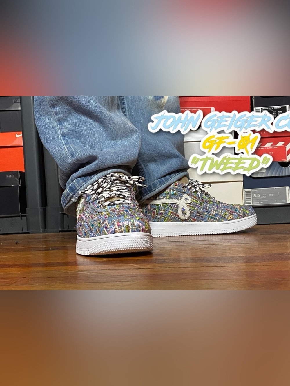 John Geiger GF-01 sneakers in the Multi-Color Tweed